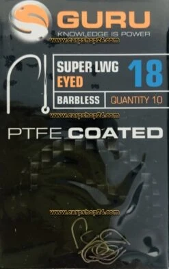 Guru SUPER LWG EYED BARBLESS -Visserij Benodigdheden Korting Guru Super LWG Eyed Barbless Weerhaakloos Haak 18 GSLW18 min