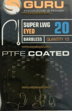 Guru SUPER LWG EYED BARBLESS -Visserij Benodigdheden Korting Guru Super LWG Eyed Barbless Weerhaakloos Haak 20 GSLW20 min