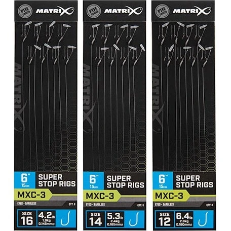 Matrix MXC-3 SUPER STOP RIGS EYED BARBLESS 6" - 15cm - 3 Opties 3 Matrix MXC-3 SUPER STOP RIGS EYED BARBLESS 6" - 15cm - 3 Opties
