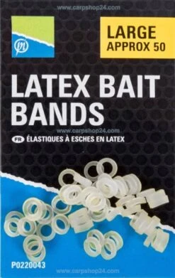 Preston LATEX BAIT BANDS - 3 Opties -Visserij Benodigdheden Korting Preston Latex Bait Bands Large P0220043 min