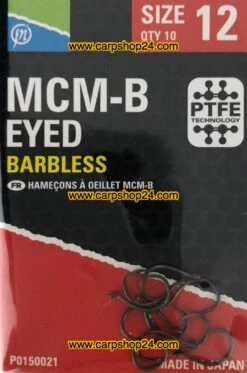 Preston MCM-B EYED BARBLESS -Visserij Benodigdheden Korting Preston MCM B Eyed Barbless Haaken Weerhaakloos Oog Nr 12 P0150021 min