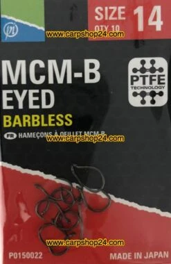 Preston MCM-B EYED BARBLESS -Visserij Benodigdheden Korting Preston MCM B Eyed Barbless Haaken Weerhaakloos Oog Nr 14 P0150022 min