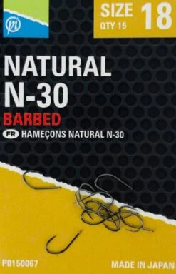 Preston NATURAL N-30 BARBED - 5 Opties 13 Preston NATURAL N-30 BARBED - 5 Opties -Visserij Benodigdheden Korting Preston Natural N 30 Barbed Haaken Weerhaak Bled Nr 18 P0150067 min